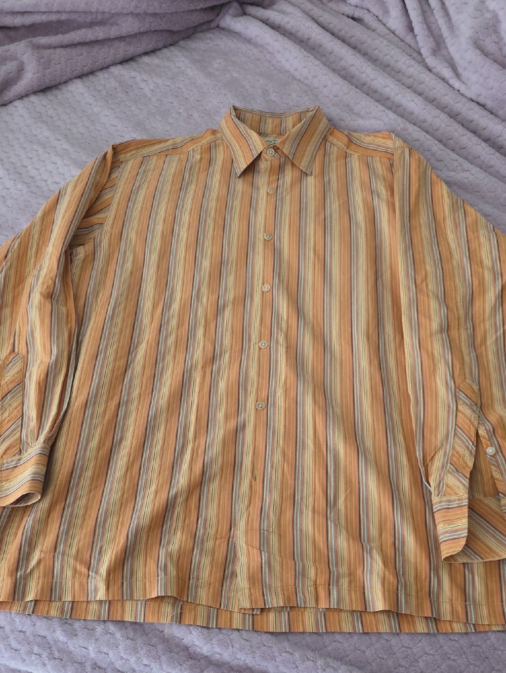 Tommy Bahama Striped Button-Down Shirt in Orange and Tan
